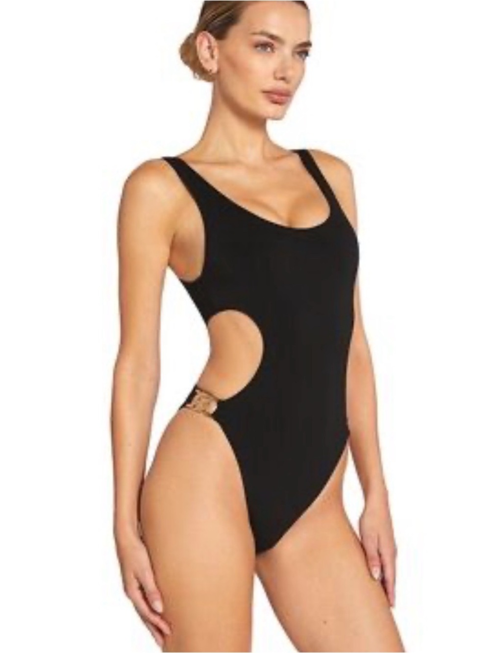 Victoria’s Secret Black Cutout One-Piece Swimsuit with Side Ring Accent